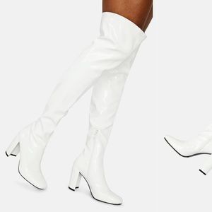 Dolls Kill - White leather thigh high boots